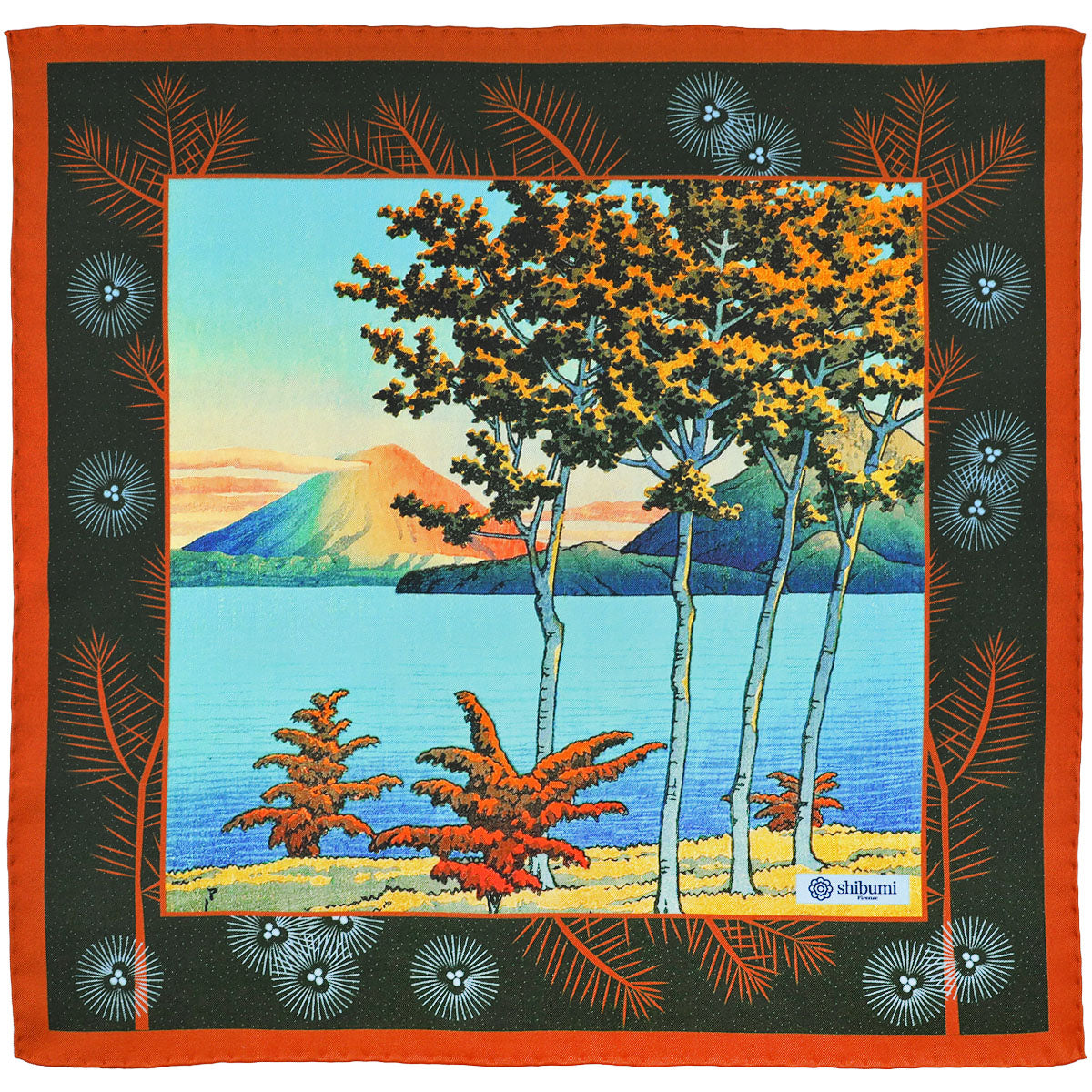 Ukiyo-e Silk Pocket Square - Toya-ko - 40x40cm
