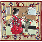 Ukiyo-e Silk Pocket Square - Ikebana - 40x40cm