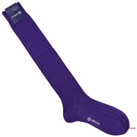 Knee Socks - Ribbed - Purple - Thick Wool