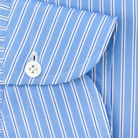 Poplin Semi Spread Shirt - Blue - Halo Stripe