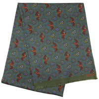 Animal Printed Wool / Silk Scarf - Green
