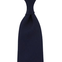 Hopsack Wool Tie - Navy - Hand-Rolled