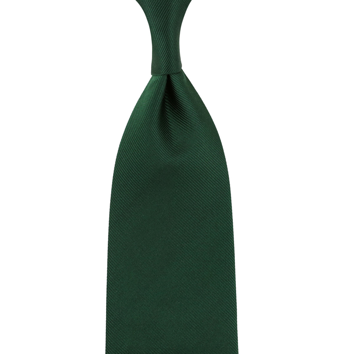 Plain Japanese Jacquard Silk Tie - Forest - Hand-Rolled