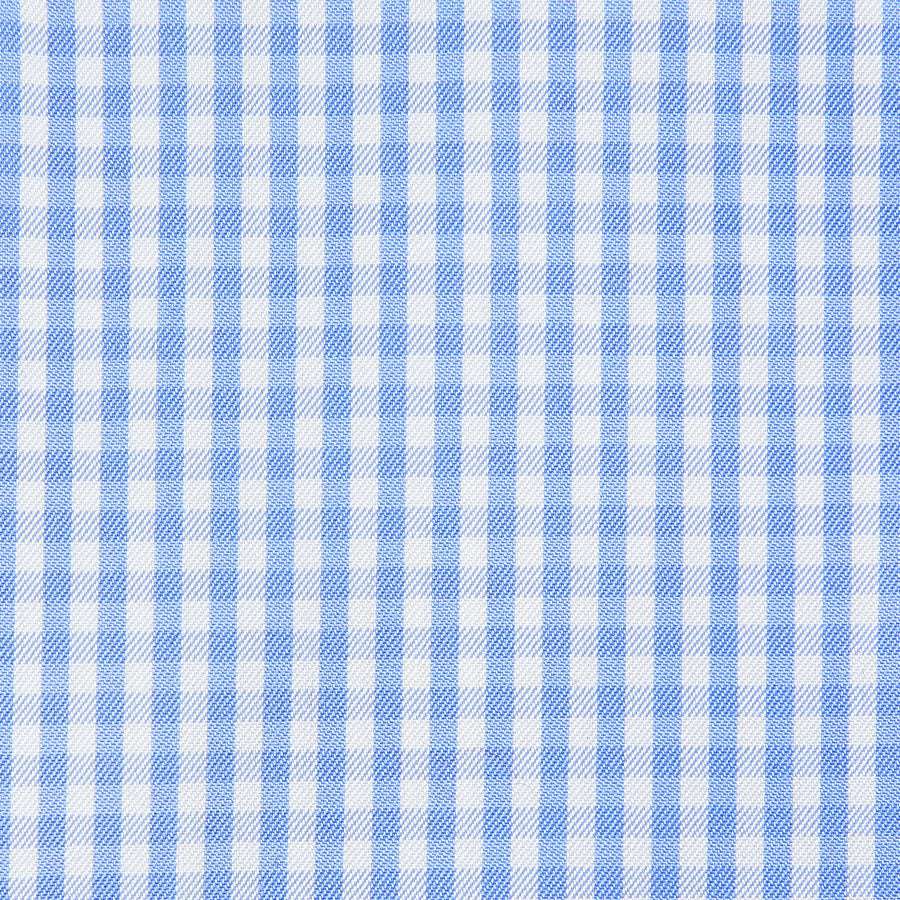 Poplin Semi Spread Shirt - White / Sky Blue - Gingham