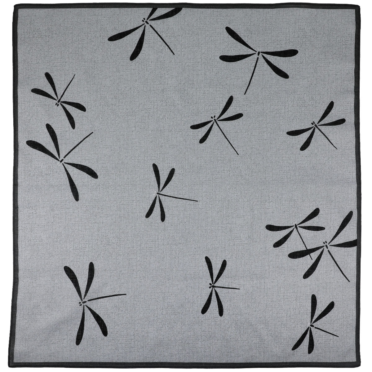 Dragonfly Motif Cotton Handkerchief - Grey