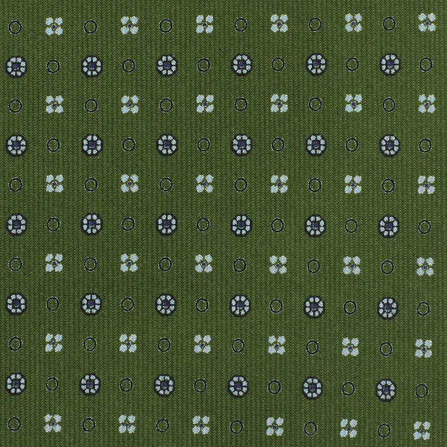 Floral Printed Silk Bespoke Tie - Olive