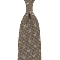 Floral Cashmere / Silk Grenadine Tie - Beige - Hand-Rolled