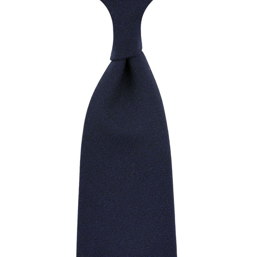 Smith Woollens Finmeresco Wool Tie - Navy - Hand-Rolled