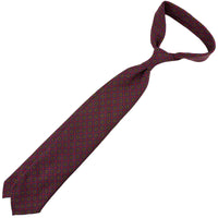 Floral Printed Wool Challis Tie - Wine - Hand-Rolled