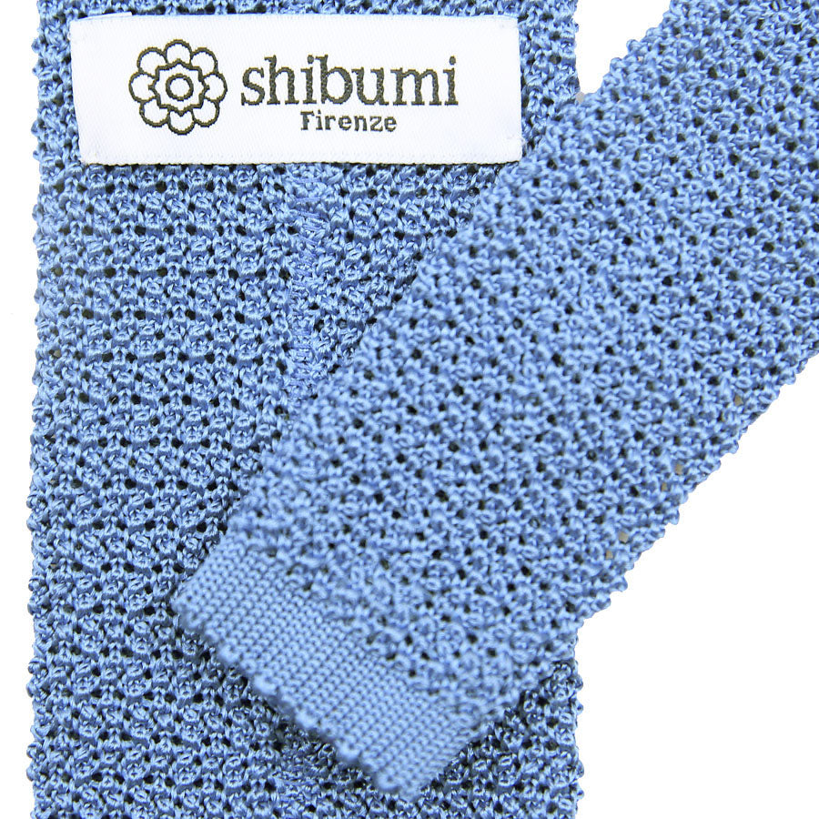 Crunchy Silk Knit Tie - Powder Blue