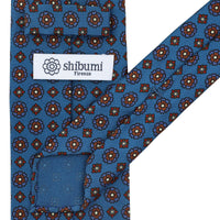 Floral Printed Silk Tie - Air Force Blue - Hand-Rolled
