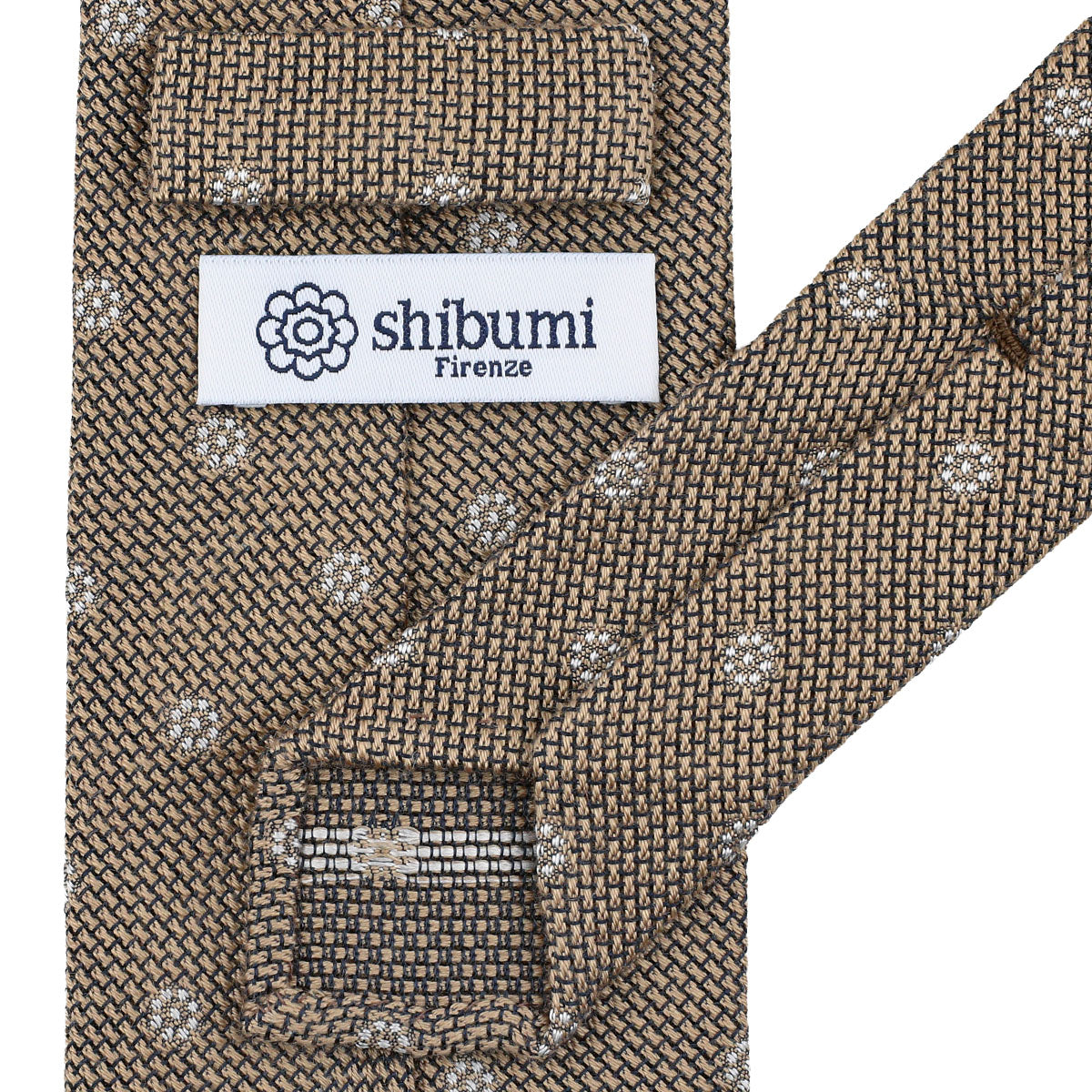 Floral Cashmere / Silk Grenadine Tie - Beige - Hand-Rolled