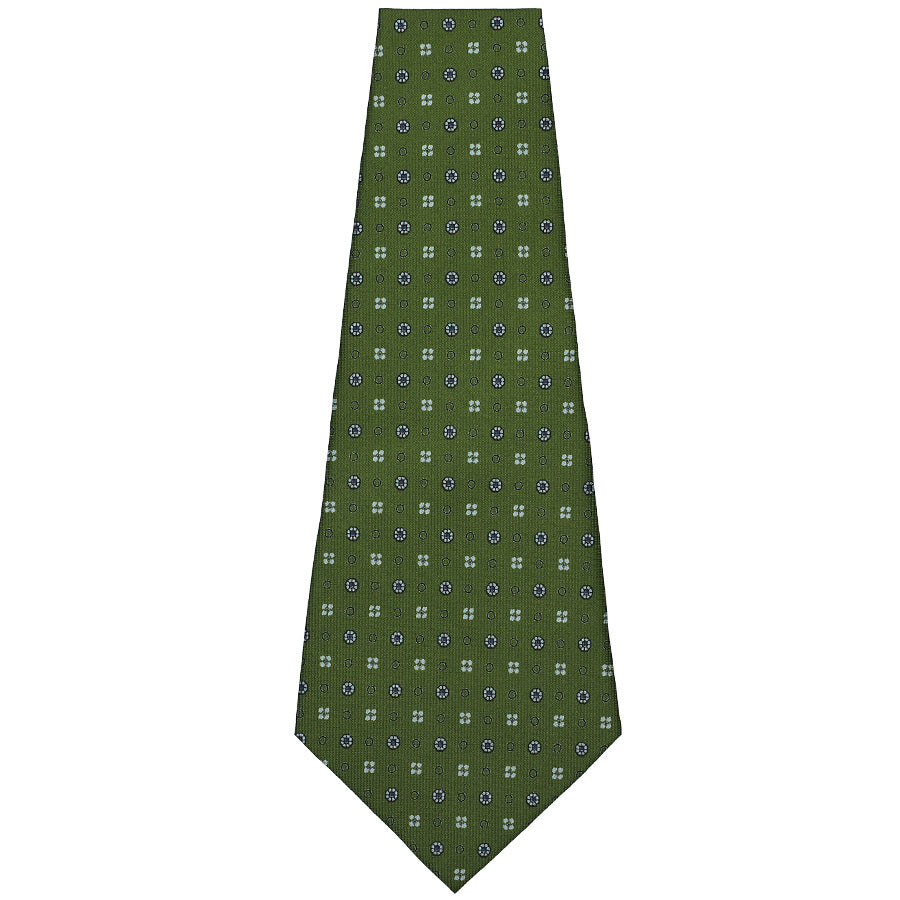 Floral Printed Silk Bespoke Tie - Olive