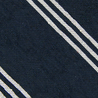 Triple Stripe Shantung Bespoke Tie - Navy / White