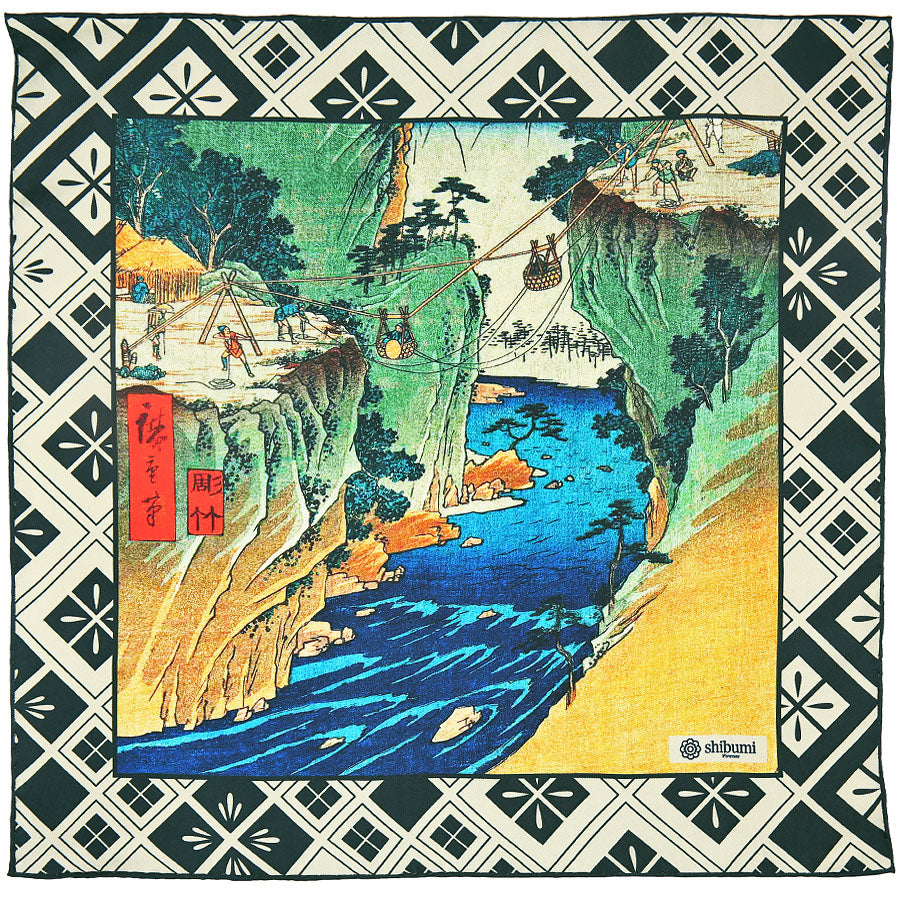 Ukiyo-e Silk Pocket Square - Keiryu - 40x40cm