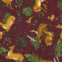 Animal Motif Wool / Silk Pocket Square - Burgundy - 40x40cm