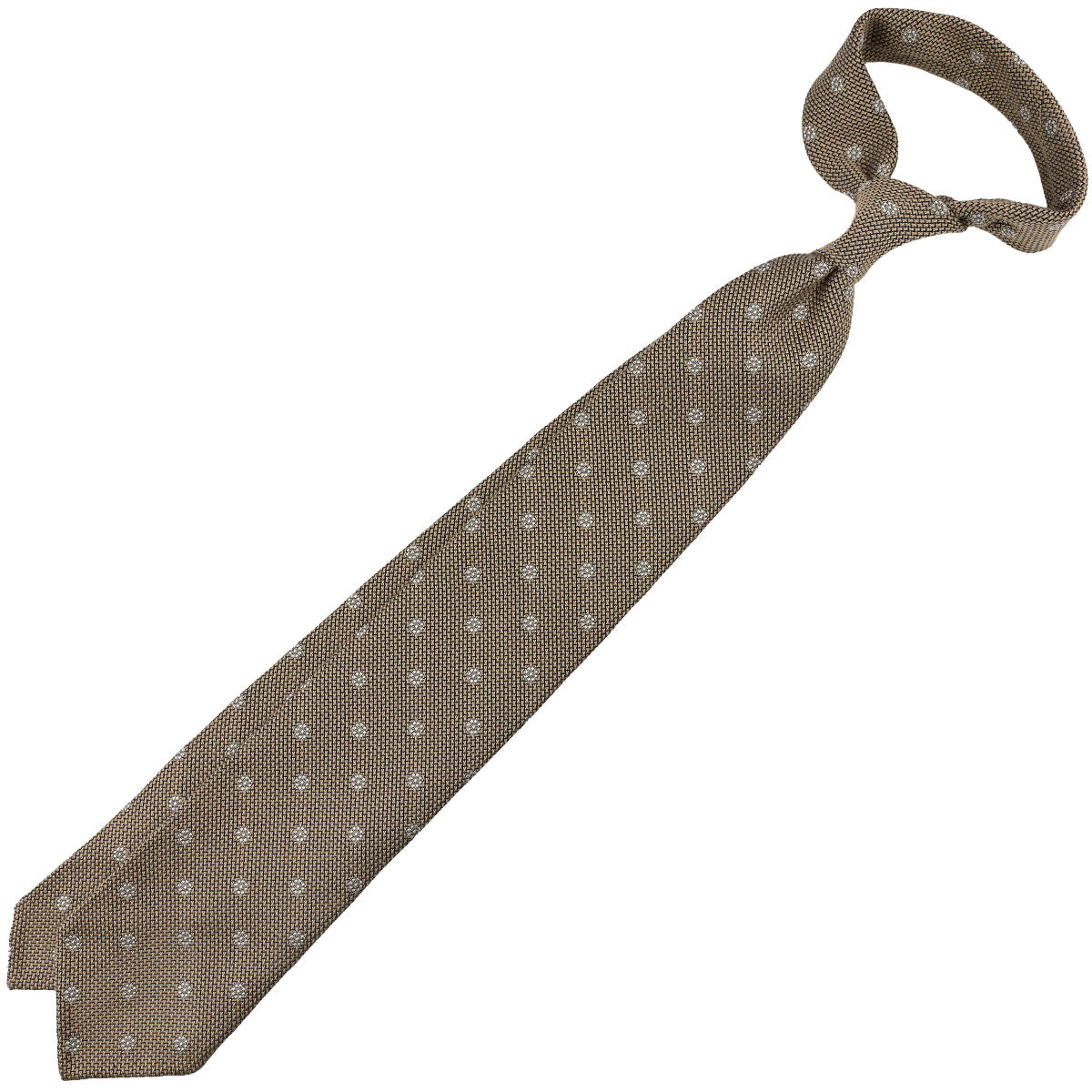 Floral Cashmere / Silk Grenadine Tie - Beige - Hand-Rolled