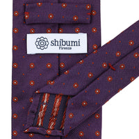 Floral Jacquard Silk Tie - Eggplant - Hand-Rolled