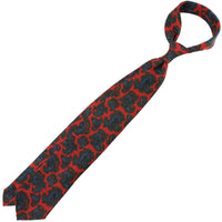 Paisley Printed Wool Challis Tie - Cherry - Hand-Rolled