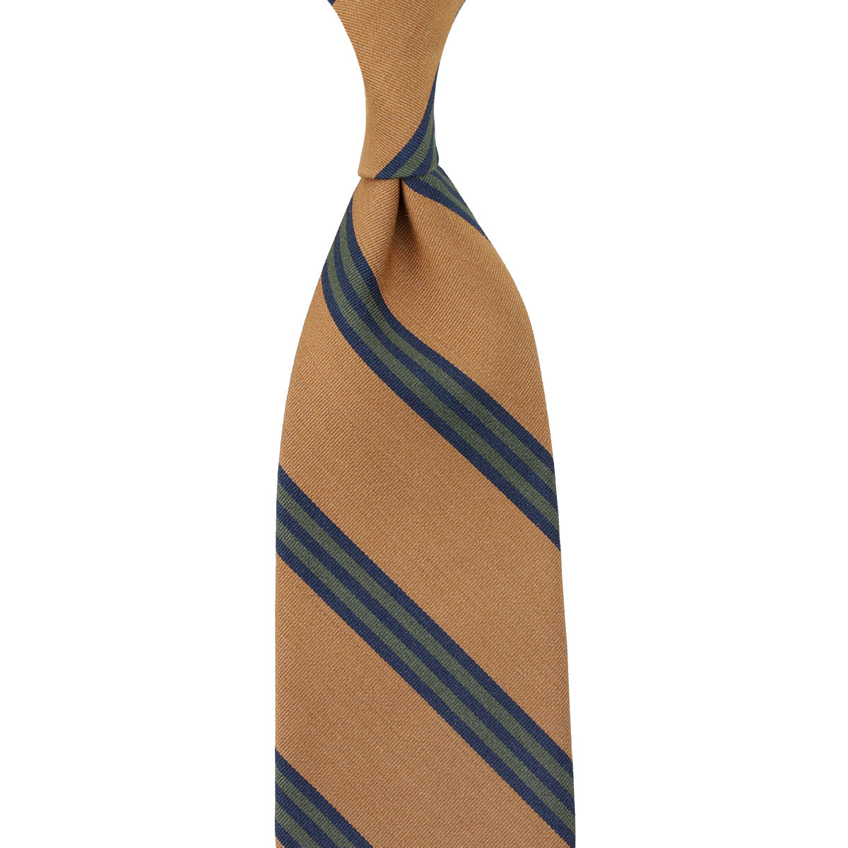 Mogador Striped Silk / Cotton Tie - Gold - Hand-Rolled