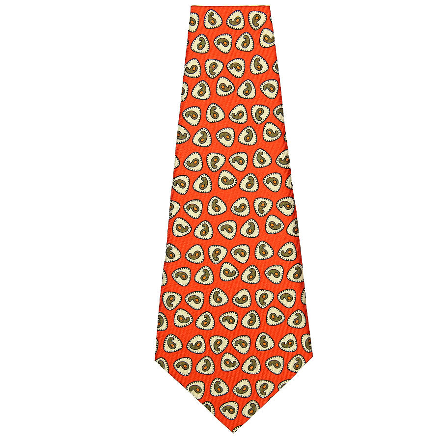 Geometrical Silk Bespoke Tie - Orange
