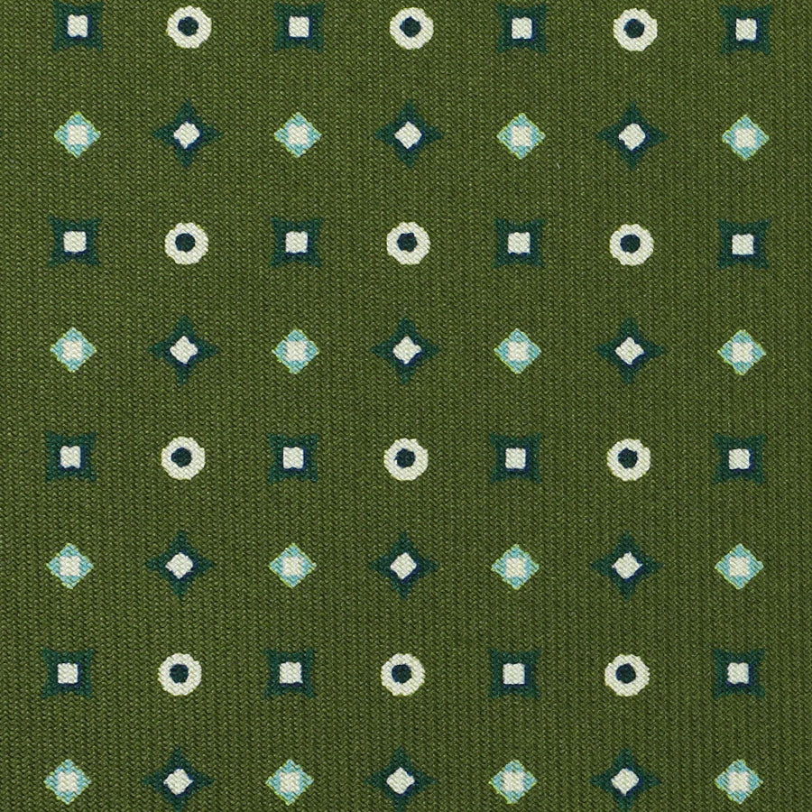 Floral Printed Silk Bespoke Tie - Olive