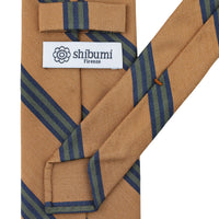 Mogador Striped Silk / Cotton Tie - Gold - Hand-Rolled