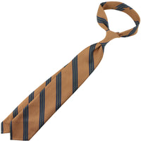 Mogador Striped Silk / Cotton Tie - Gold - Hand-Rolled
