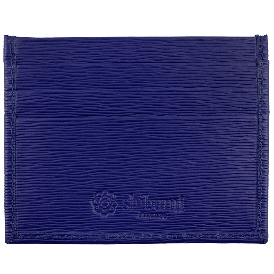 Calfskin Leather Credit Card Case - Blue