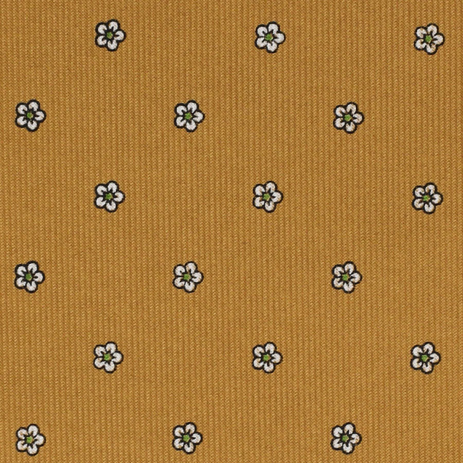 Floral Printed Silk Bespoke Tie - Gold
