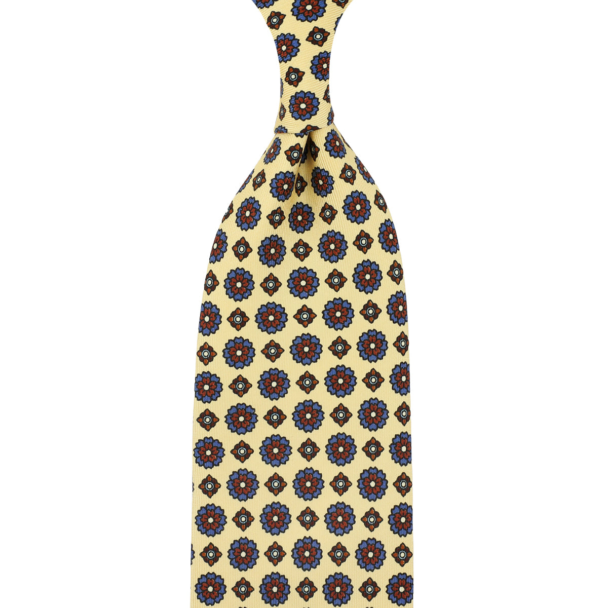 Floral Printed Silk Tie - Butter - Hand-Rolled