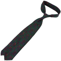 Paisley Printed Wool Challis Tie - Forest - Hand-Rolled
