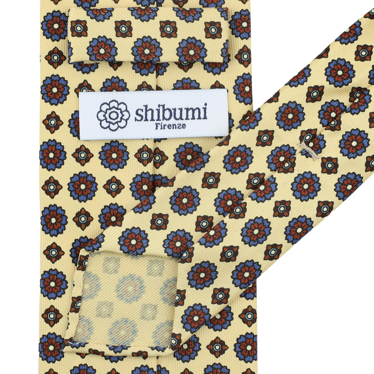 Floral Printed Silk Tie - Butter - Hand-Rolled