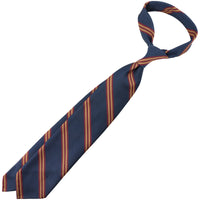 Mogador Striped Silk / Cotton Tie - Navy - Hand-Rolled