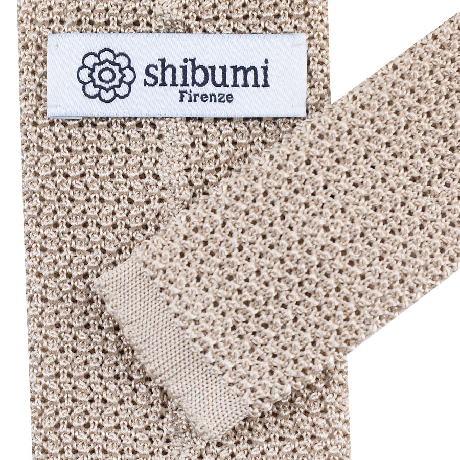 Crunchy Silk Knit Tie - Cream