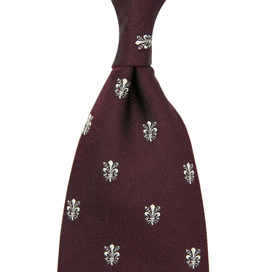 Giglio Di Firenze Silk Tie - Burgundy - Hand-Rolled