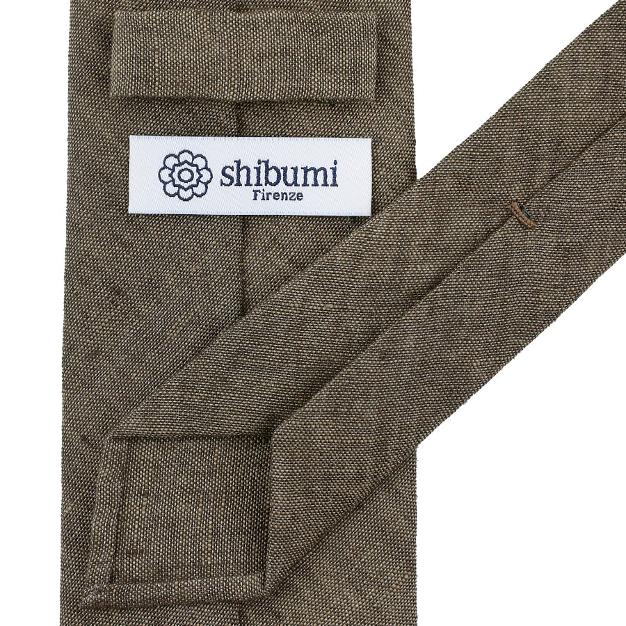 Vintage Italian Linen Tie - Brown - Hand-Rolled