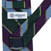 Japanese Grenadine Silk Tie - Forest / Purple / Sky