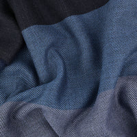 Striped Wool Scarf - Navy / Denim / Blue