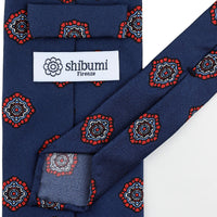 Vintage Printed Silk Tie - Navy - Hand-Rolled