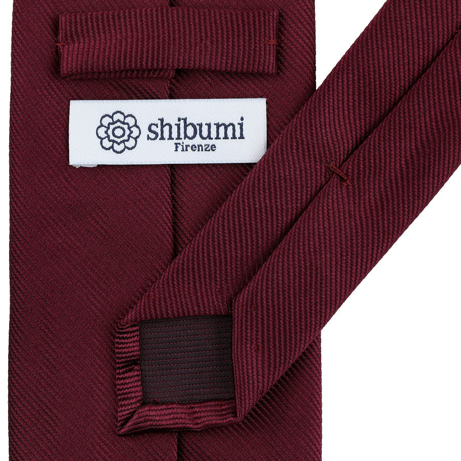 Plain Repp Silk Tie - Burgundy - Hand-Rolled