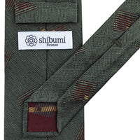 Geometrical Boucle Silk Tie - Olive - Hand-Rolled