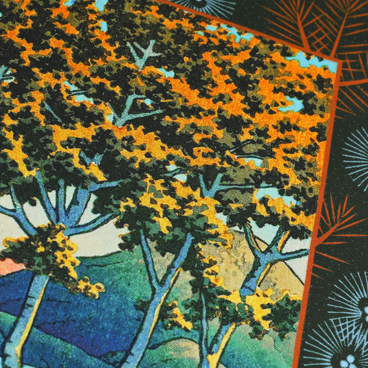 Ukiyo-e Silk Pocket Square - Toya-ko - 40x40cm