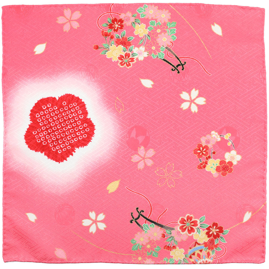 Vintage Kimono Silk Pocket Square - Cherry