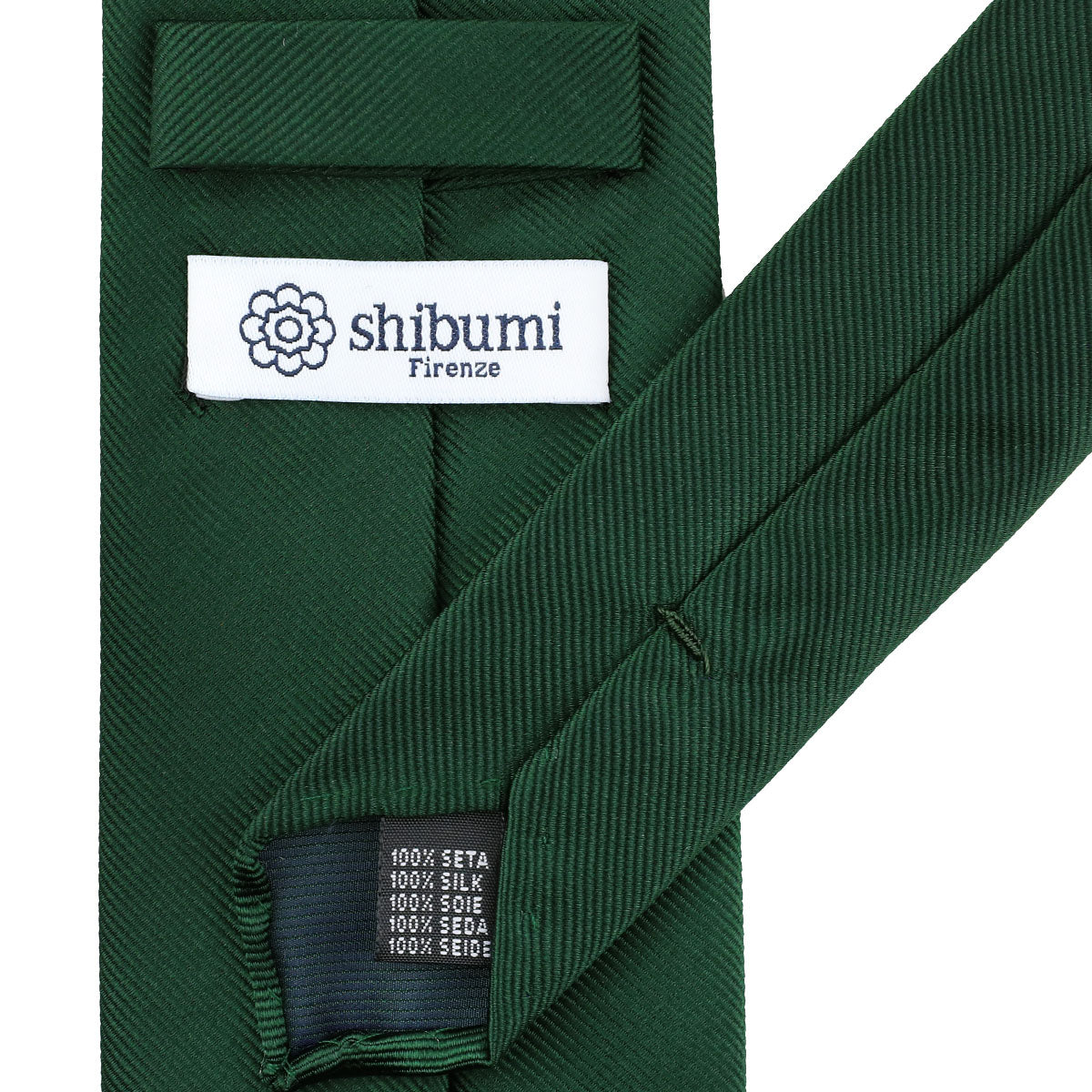 Plain Japanese Jacquard Silk Tie - Forest - Hand-Rolled