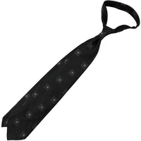 Geometrical Jacquard Silk Tie - Black - Hand-Rolled