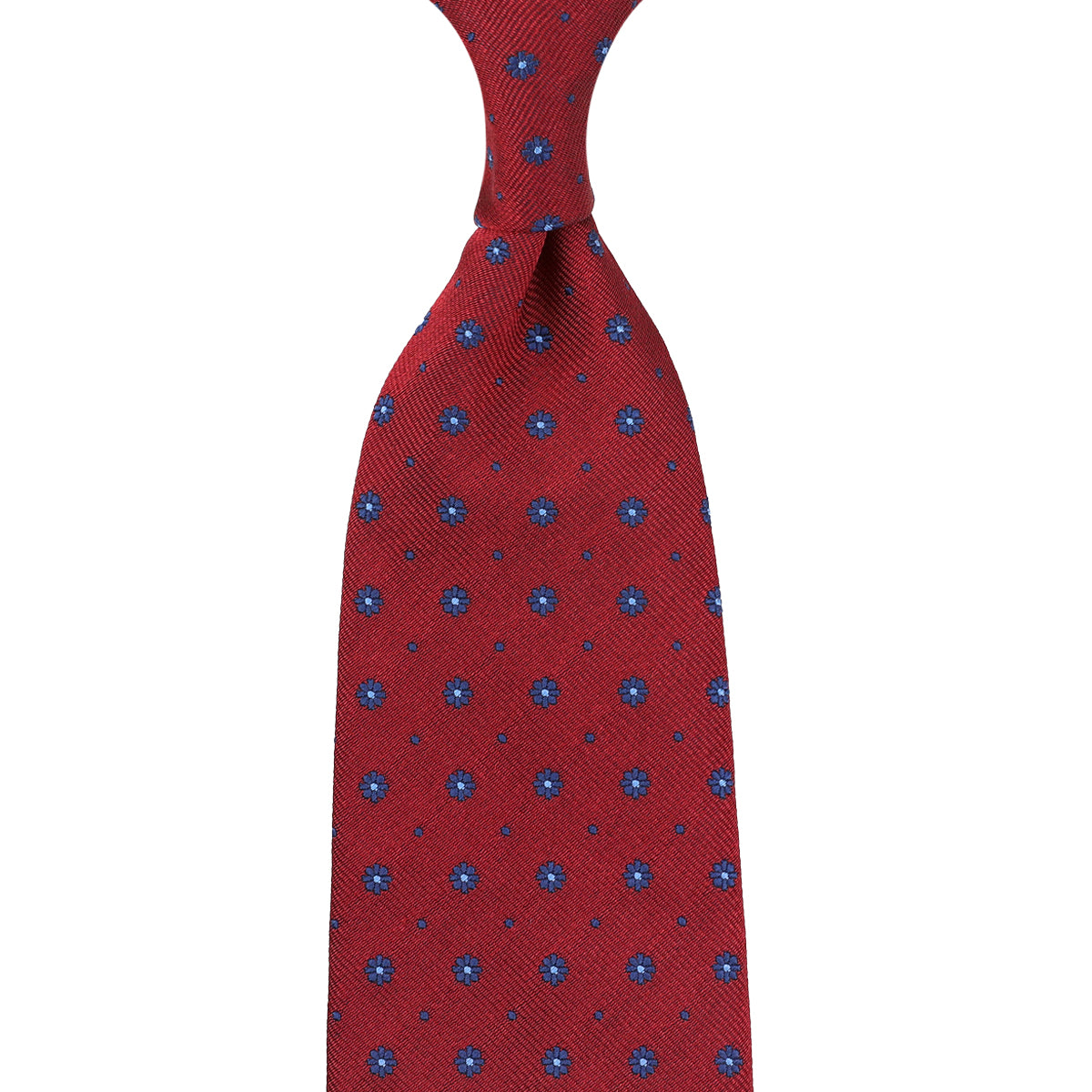 Floral Jacquard Silk Tie - Cherry - Hand-Rolled
