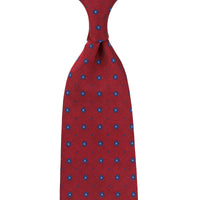 Floral Jacquard Silk Tie - Cherry - Hand-Rolled