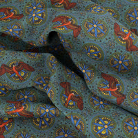 Animal Printed Wool / Silk Scarf - Green