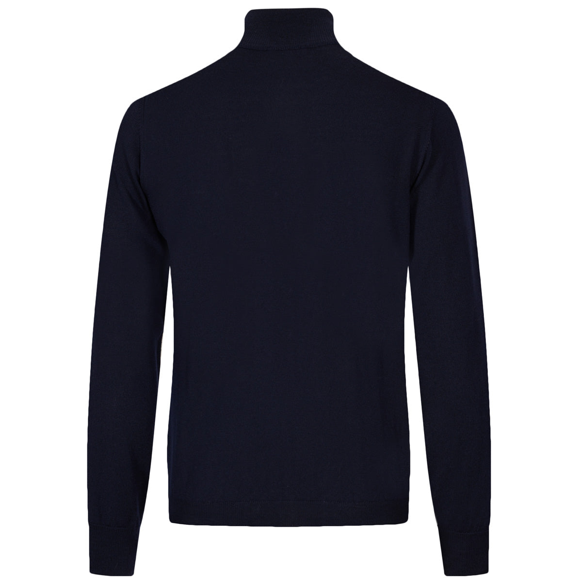 Merino Wool Zip Neck Sweater - Navy